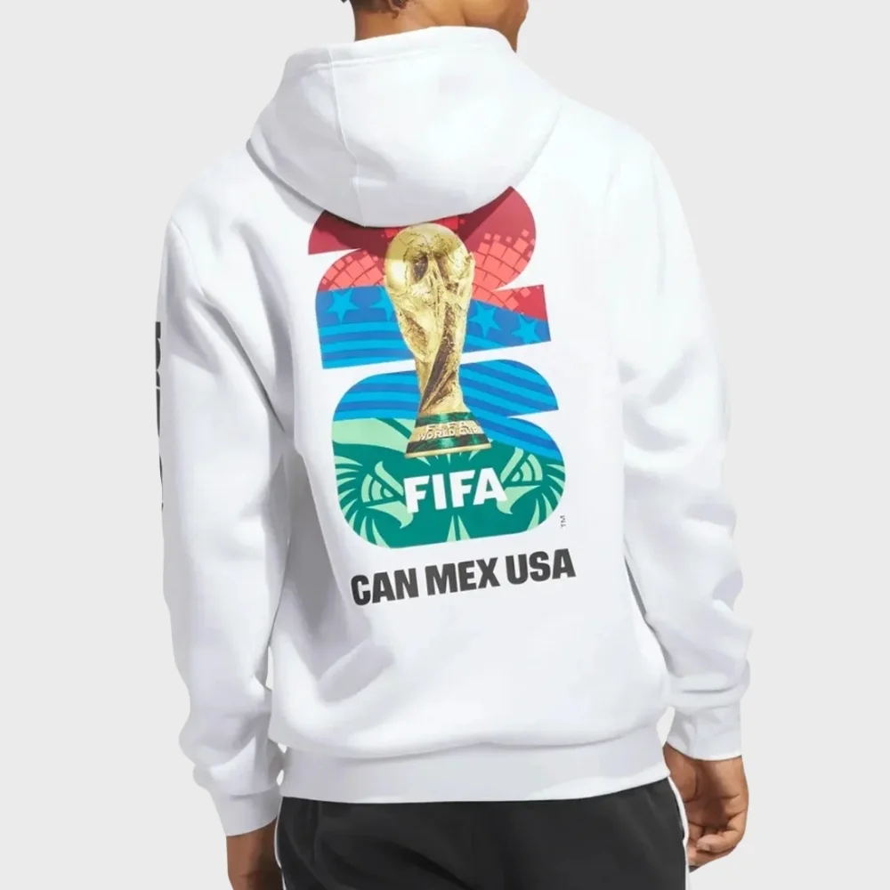 FIFA World Cup 2026 Match Ball Graphic White Hoodie FIFA World Cup 2026 Match Ball Graphic White Hoodie