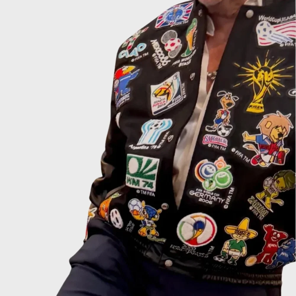 FIFA World Cup 2026 Jeff Hamilton Black Patchwork Jacket FIFA World Cup 2026 Jeff Hamilton Black Patchwork Jacket