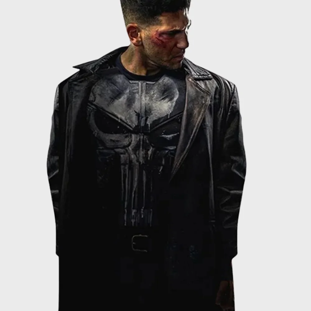Jon Bernthal Punisher Black Leather Coat Jon Bernthal Punisher Black Leather Coat