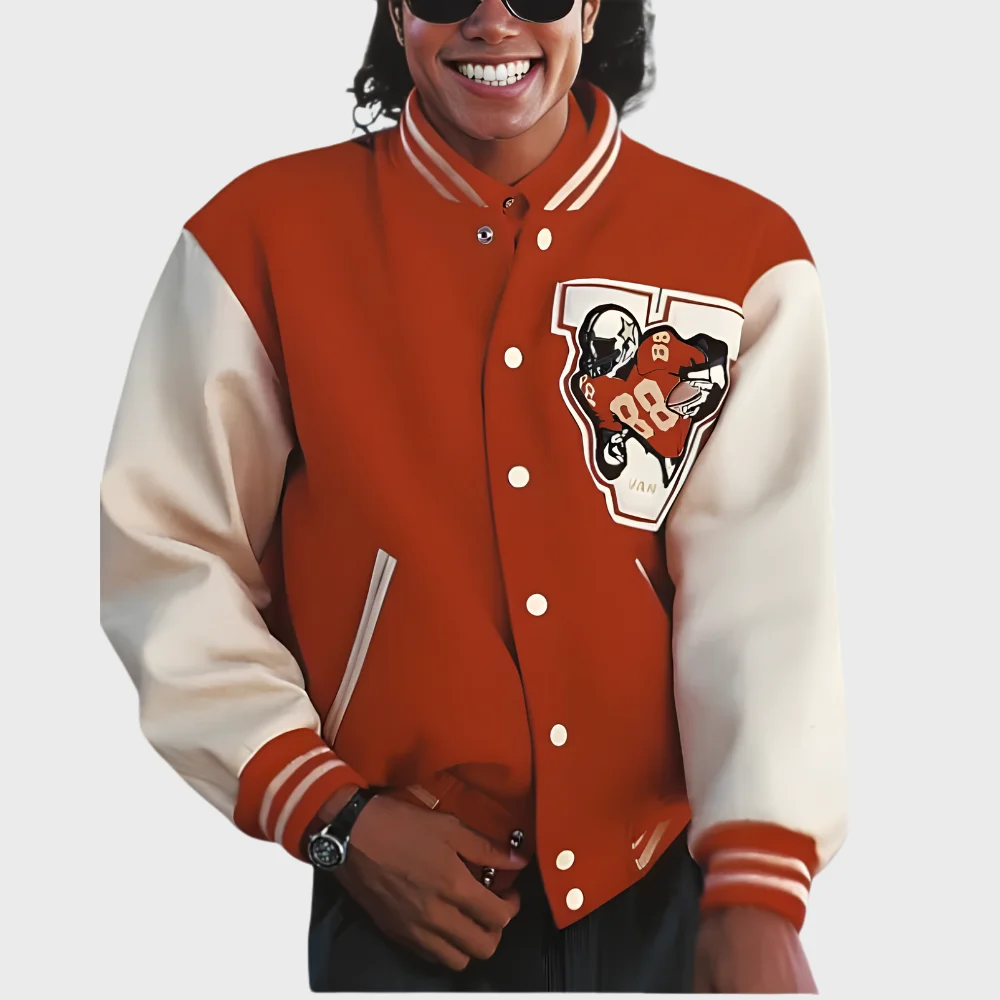 Michael 2026 Jaafar Jackson Red Varsity Jacket Michael 2026 Jaafar Jackson Red Varsity Jacket