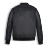 Black Wool Varsity Bomber Leather Jacket