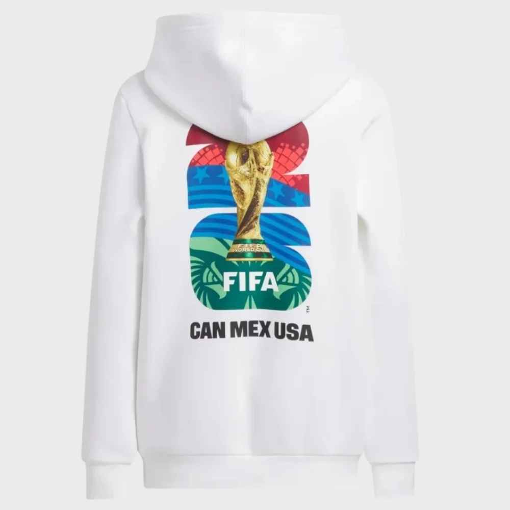 FIFA World Cup 2026 Match Ball Graphic White Hoodie FIFA World Cup 2026 Match Ball Graphic White Hoodie