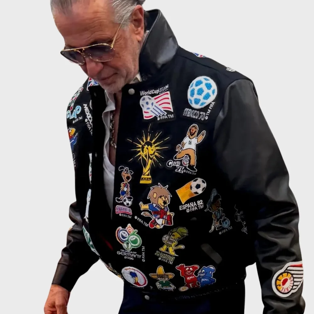 FIFA World Cup 2026 Jeff Hamilton Black Patchwork Jacket FIFA World Cup 2026 Jeff Hamilton Black Patchwork Jacket