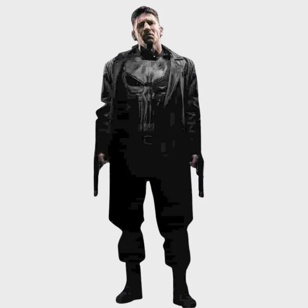 Jon Bernthal Punisher Black Leather Coat Jon Bernthal Punisher Black Leather Coat