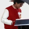 Michael 2026 Jaafar Jackson Red Varsity Jacket