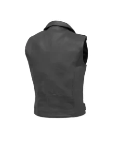 Asymmetrical Moto Leather Vest back