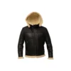 B3 Black Bomber Shearling Leather Jacket