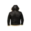 B3 Black Bomber Shearling Leather Jacket back