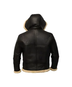 B3 Black Bomber Shearling Leather Jacket back