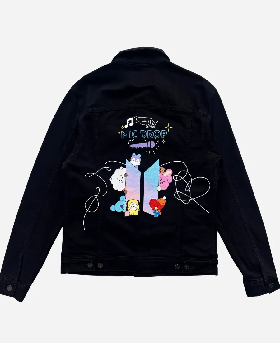 BTS BT21 Mic Drop 2026 Denim Jacket BTS BT21 Mic Drop 2026 Denim Jacket