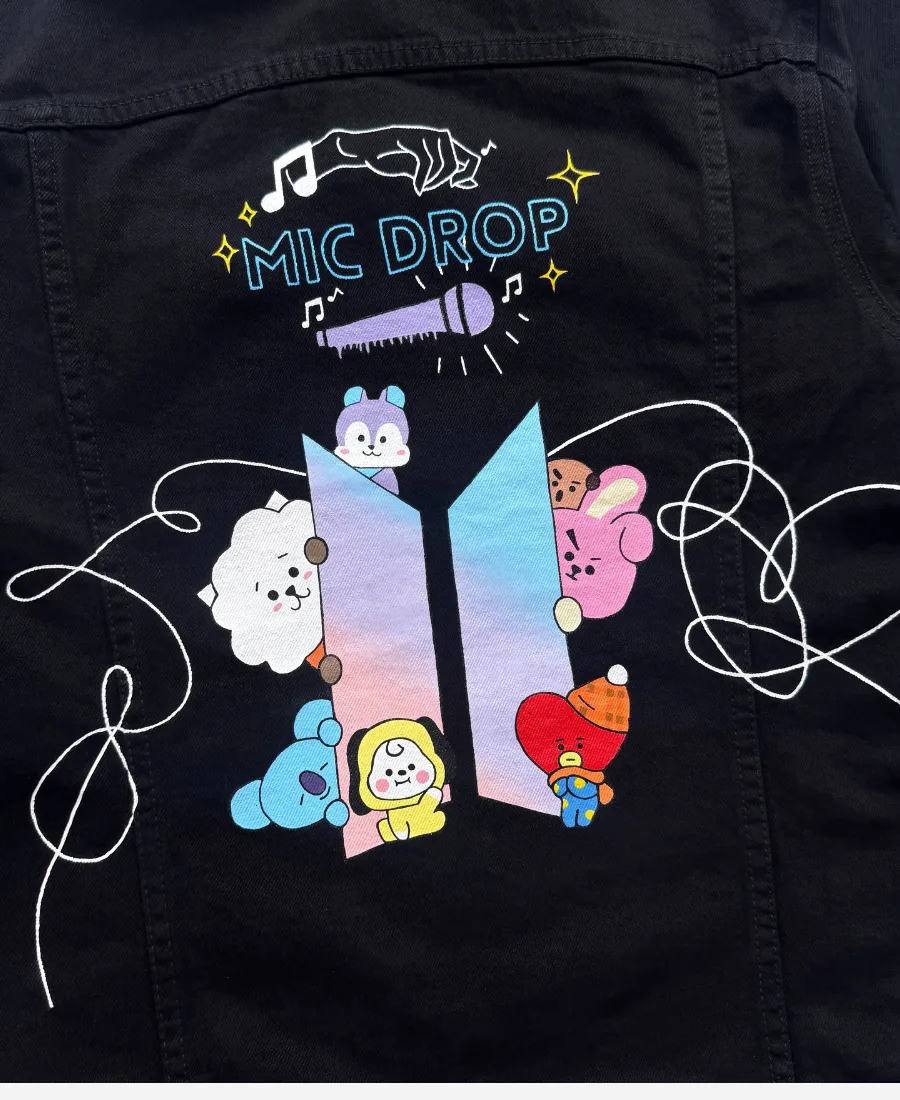 BTS BT21 Mic Drop 2026 Denim Jacket BTS BT21 Mic Drop 2026 Denim Jacket