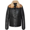 Black Bomber Shearling Leather Jacket