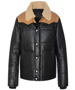 Black Bomber Shearling Leather Jacket