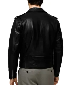 Black Double-Zip Moto Jacket back