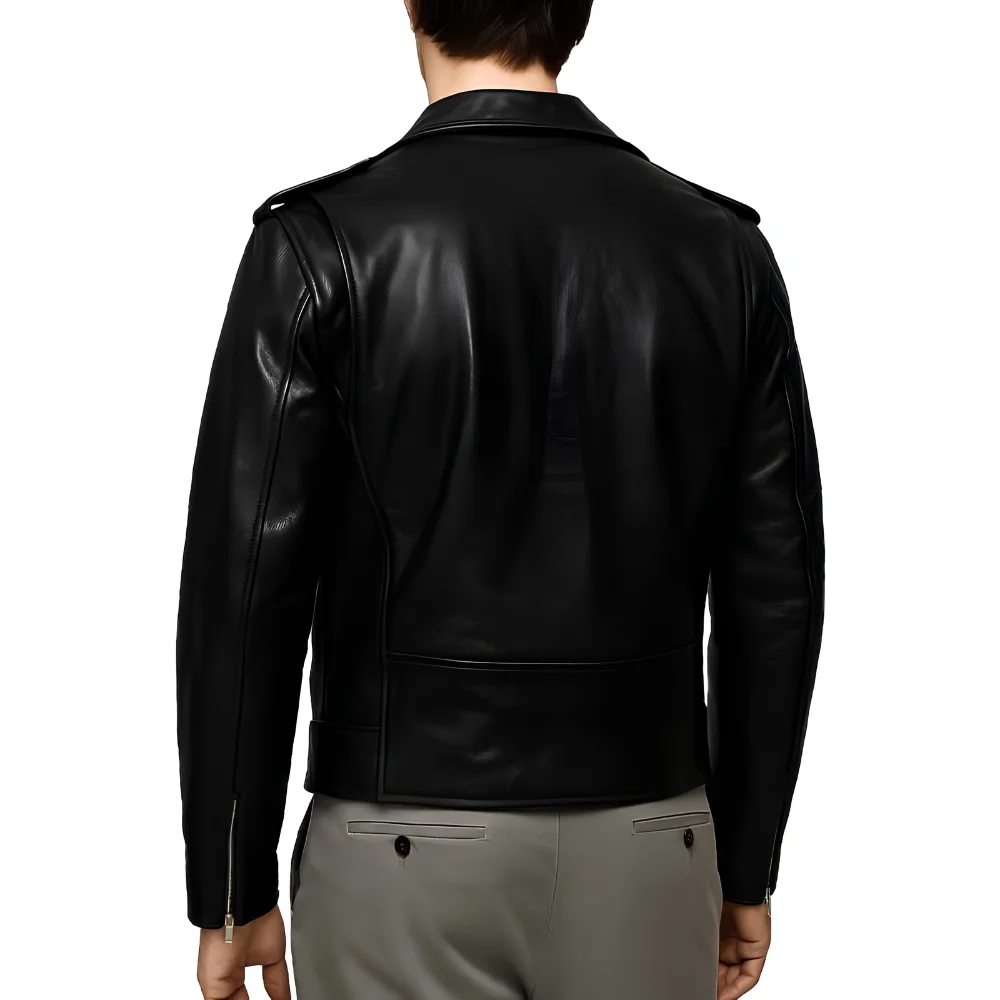 Black Double-Zip Moto Jacket back Black Double-Zip Moto Jacket back