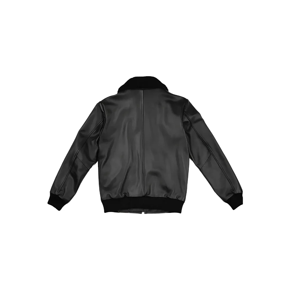 Black G-1 Flight Leather Bomber Jacket back Black G-1 Flight Leather Bomber Jacket back