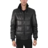 Black Leather Puffer Jacket