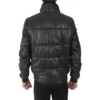 Black Leather Puffer Jacket back