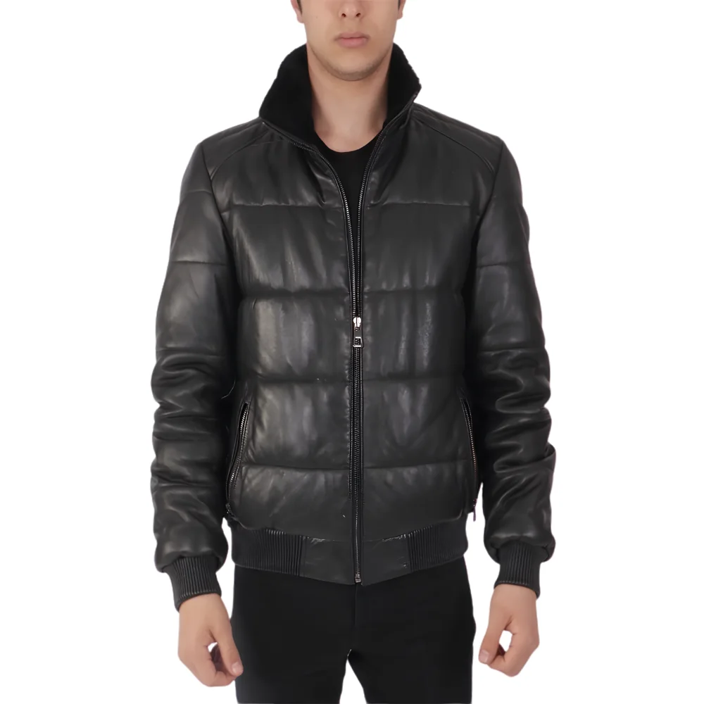 Black Leather Puffer Jacket Black Leather Puffer Jacket