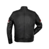 Black Leather Red and White Striped Cafe Racer Jacket back