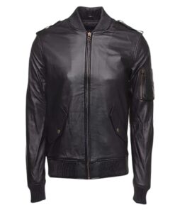 Black MA-1 Bomber Leather Jacket