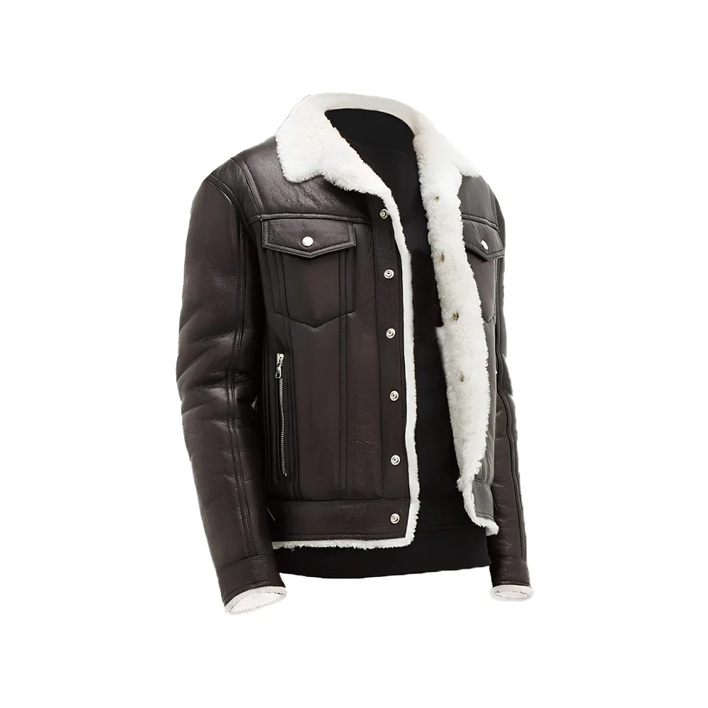 Black Streetstyle Shearling Jacket back Black Streetstyle Shearling Jacket back