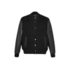 Black Varsity Leather Bomber Jacket