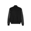 Black Varsity Leather Bomber Jacket back