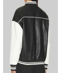 Black and White Leather Varsity Jacket back