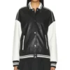 Black and White Leather Varsity Jacket back
