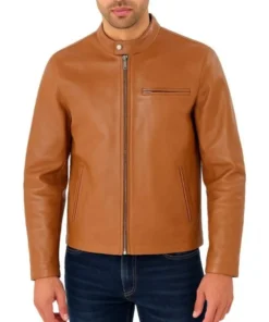 Brown Classic Collar Leather Jacket