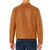 Brown Classic Collar Leather Jacket back