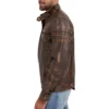 Brown Distressed Cafe Racer Leather Jacket side
