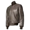 Brown Distressed Leather MA-1 Bomber Jacket