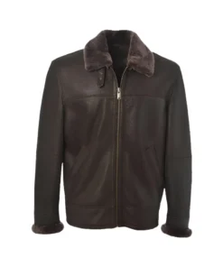 Brown Pilot Shearling Bomber Leather Jacket