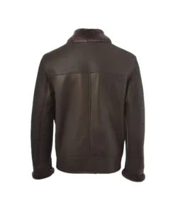 Brown Pilot Shearling Bomber Leather Jacket back
