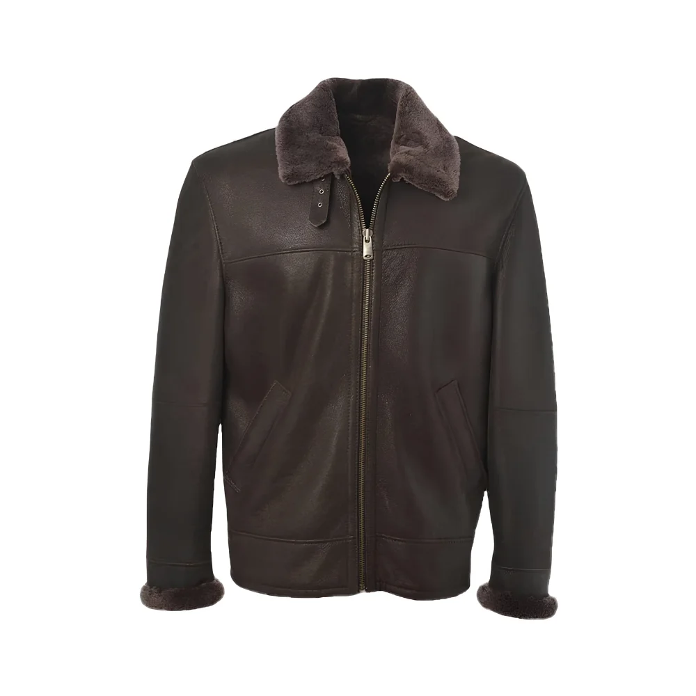 Brown Pilot Shearling Bomber Leather Jacket Brown Pilot Shearling Bomber Leather Jacket