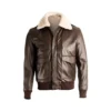 Brown Shearling Bomber Leather Jacket