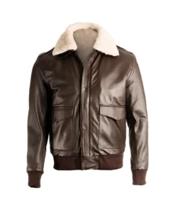 Brown Shearling Bomber Leather Jacket