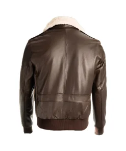 Brown Shearling Bomber Leather Jacket back