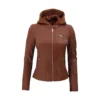 Cafe Racer Brown Leather Jacket front