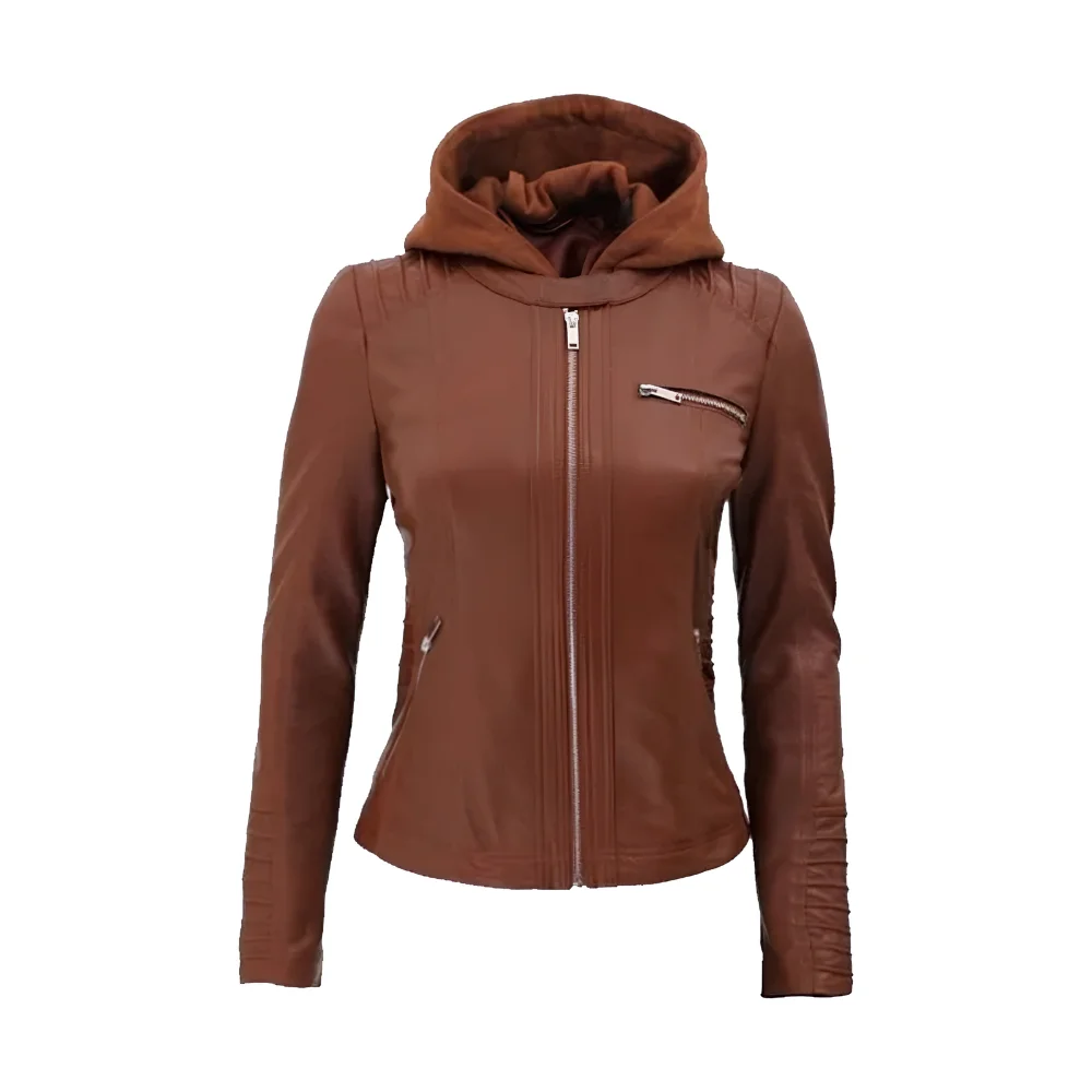 Cafe Racer Brown Leather Jacket front Cafe Racer Brown Leather Jacket front