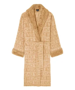 Fur Trim Monogram Cotton Robe