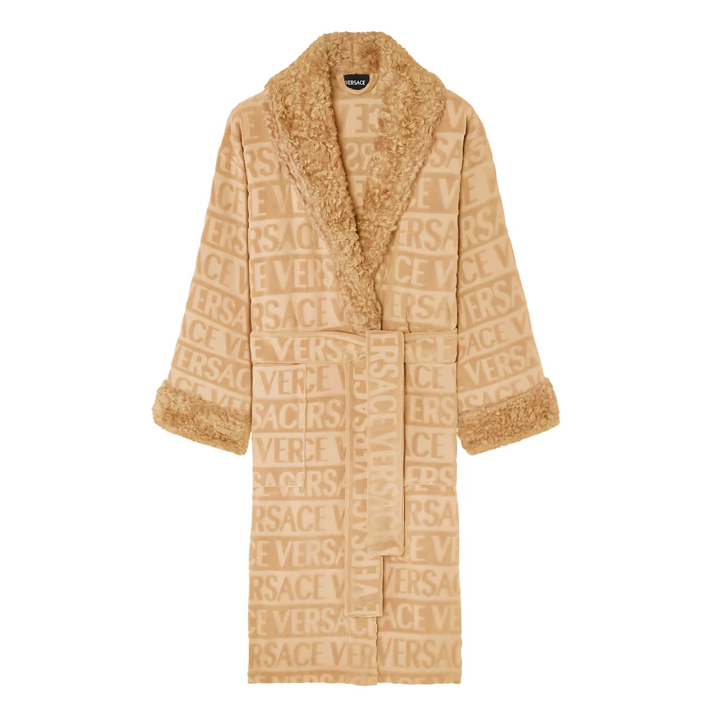 Fur Trim Monogram Cotton Robe Fur Trim Monogram Cotton Robe