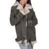 Gray B-3 Bomber Leather Jacket