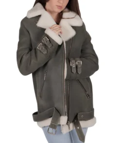 Gray B-3 Bomber Leather Jacket