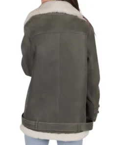 Gray B-3 Bomber Leather Jacket back