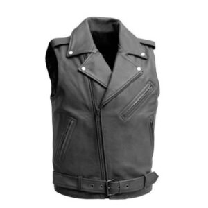 Men’s Asymmetrical Moto Leather Vest