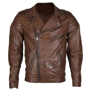 Men’s Biker Brown Leather Jacket