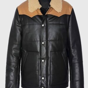 Men’s Black Bomber Shearling Leather Jacket